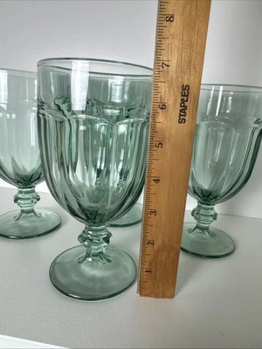 Set of 4 Vintage Libbey Duratuff Gibraltar Spanish Green Ice Tea Goblets